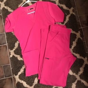 Pink Wonderwink Scrub Set